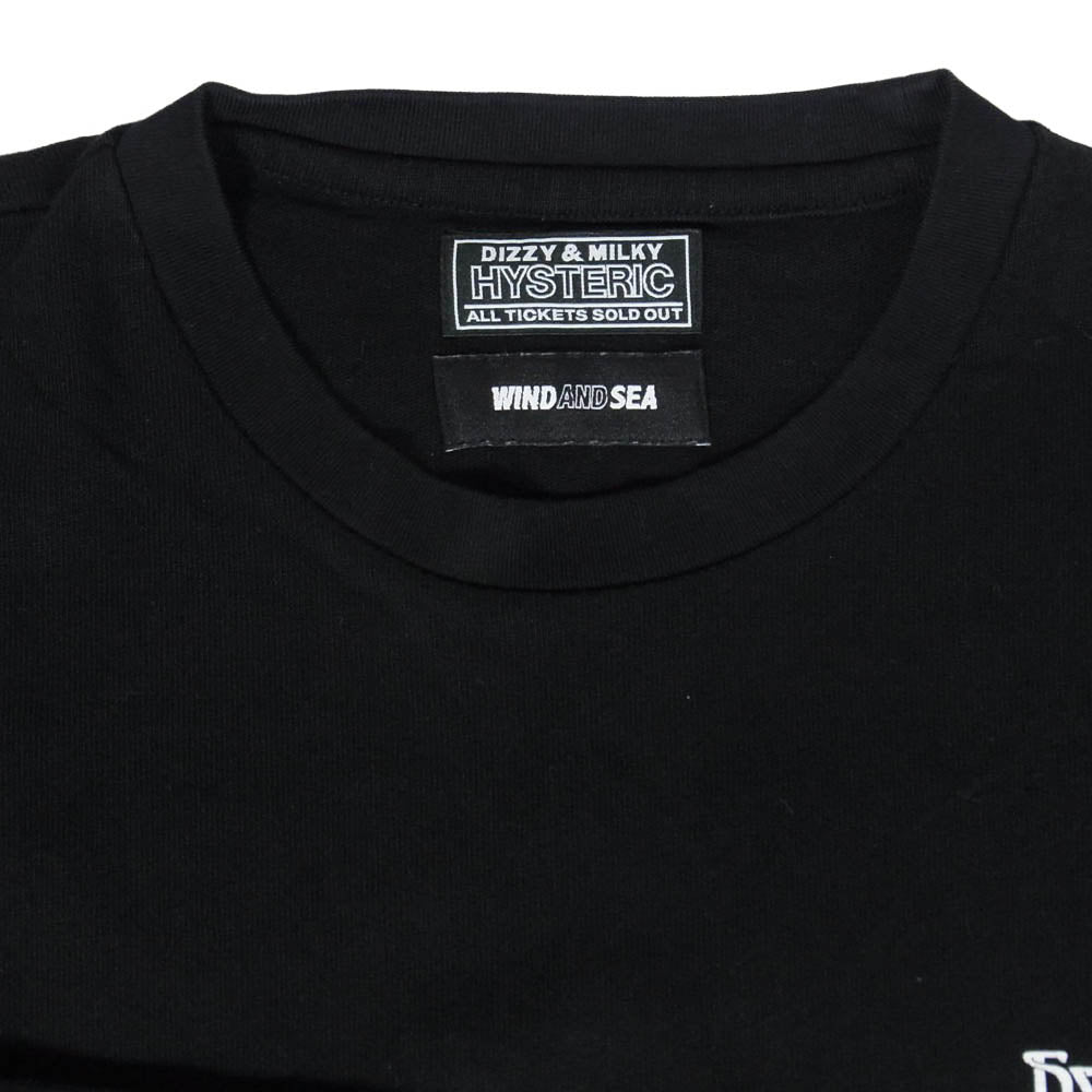 HYSTERIC GLAMOUR ヒステリックグラマー WIND AND SEA ウィンダンシー WDS-C-HYS-24Q2-10 WIND AND SEA ウィンダンシー ガール バックロゴ ロングスリーブ カットソー 長袖 Tシャツ ブラック系 L【中古】