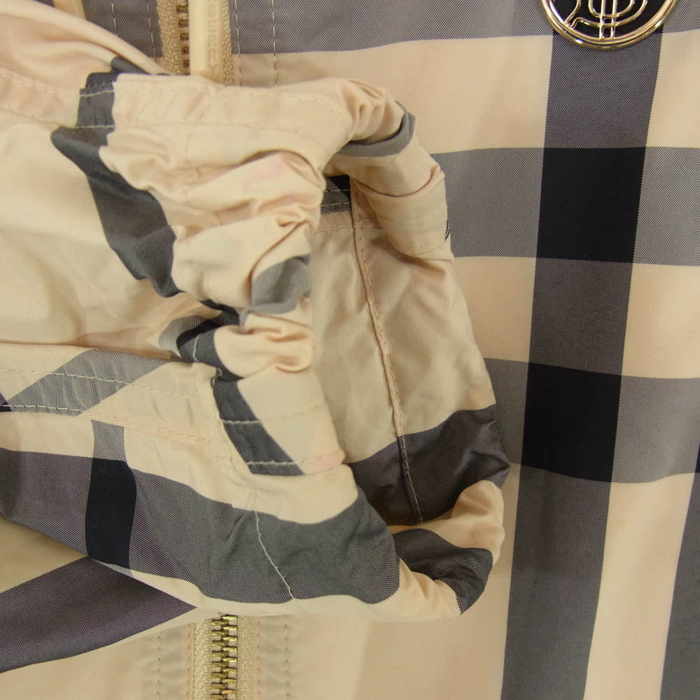 BURBERRY バーバリー 8054298 ロゴ チェック ナイロン フード フーディー ジップアップ ジャケット ベージュ系 36【中古】