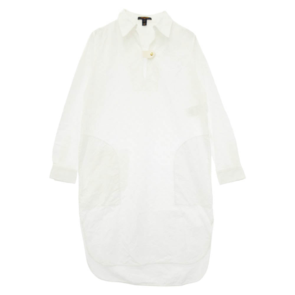 LOUIS VUITTON ルイ・ヴィトン モノグラム リレーフ ロング シャツ ワンピース ドレス ホワイト系 34【中古】
