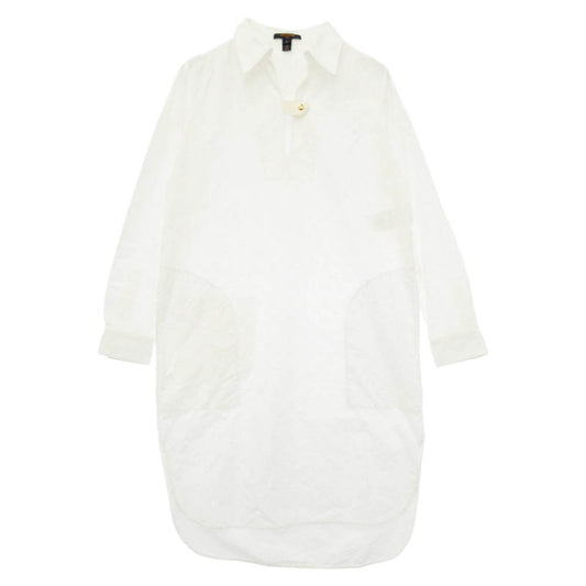 LOUIS VUITTON ルイ・ヴィトン モノグラム リレーフ ロング シャツ ワンピース ドレス ホワイト系 34【中古】
