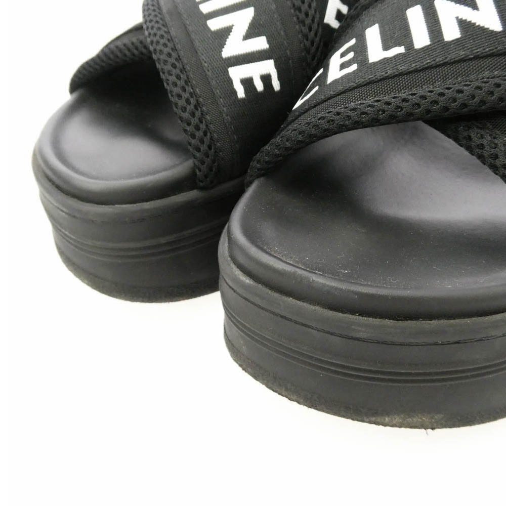 CELINE セリーヌ RM0223 ブロックスライド ロゴ 厚底 サンダル ブラック系 37【中古】
