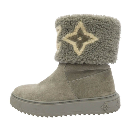 LOUIS VUITTON ルイ・ヴィトン SNOW DROP FLAT ANKLE スノードロップ ライン アンクル ブーツ グレー グレー系 35N【中古】