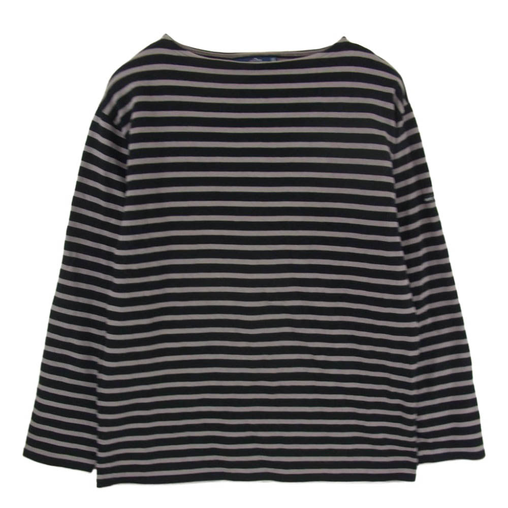SAINT JAMES セントジェームス ボーダー ボート ネック バスク シャツ 長袖 カットソー ブラック系 ML【中古】