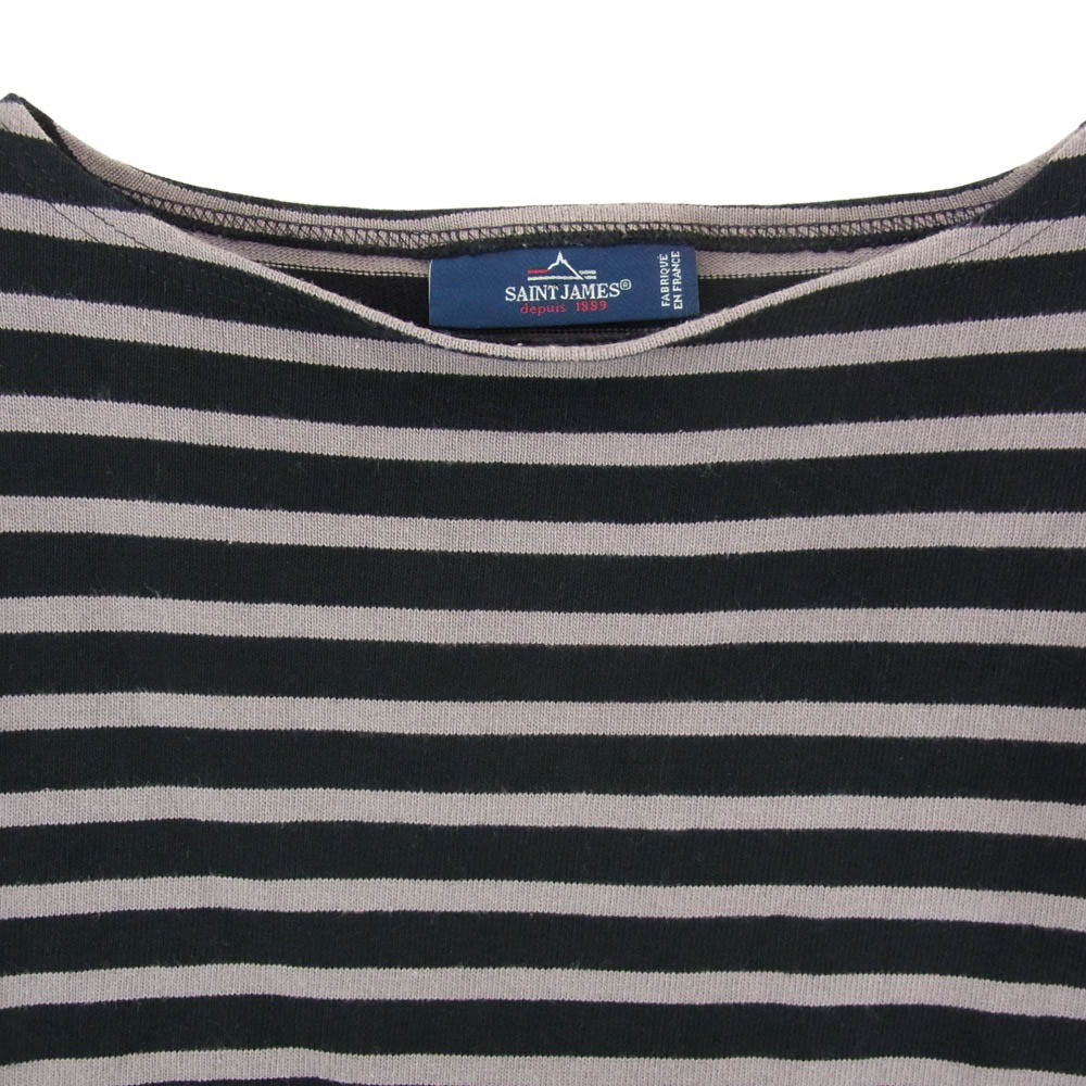 SAINT JAMES セントジェームス ボーダー ボート ネック バスク シャツ 長袖 カットソー ブラック系 ML【中古】