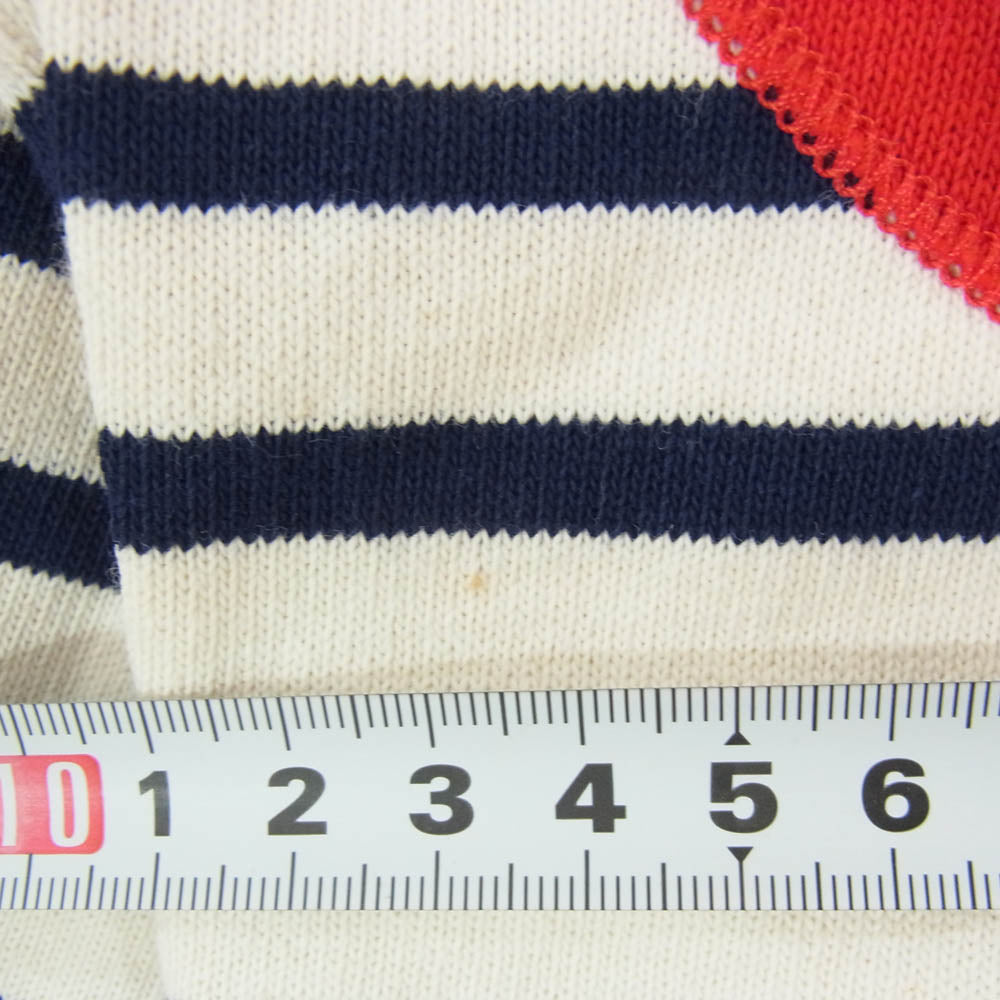SAINT JAMES セントジェームス ハート エルボーパッチ ボーダー バスク シャツ 長袖 カットソー ネイビー系 M【中古】