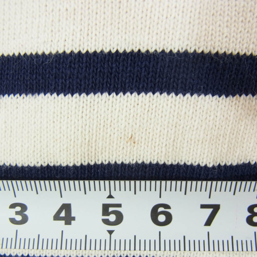 SAINT JAMES セントジェームス ハート エルボーパッチ ボーダー バスク シャツ 長袖 カットソー ネイビー系 M【中古】