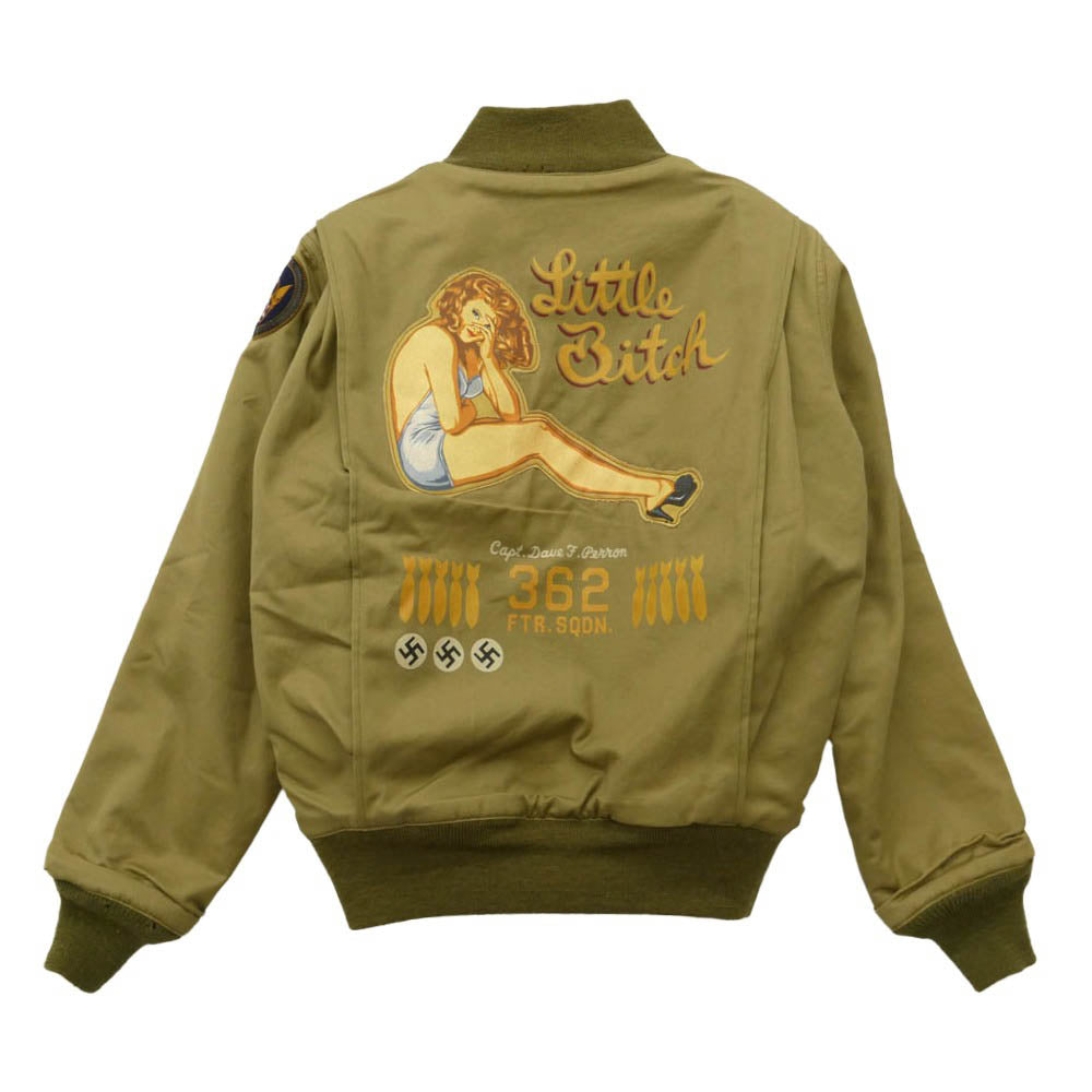 The REAL McCOY'S ザリアルマッコイズ W-669-QM-16393 Pinup girls ピンナップガール タンカース ジャケット グリーン系 オリーブ系 S【中古】