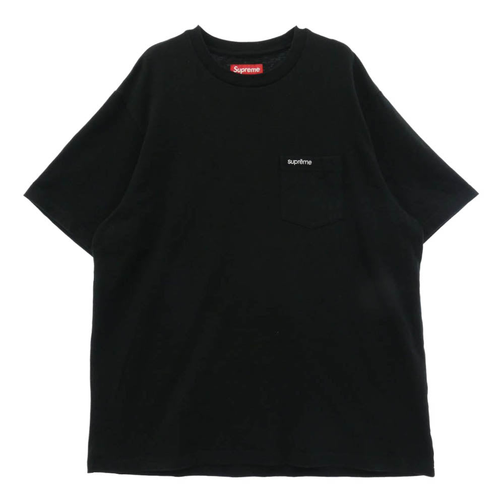 Supreme シュプリーム 26SS Pocket Tee ロゴ刺繍 ポケット Tシャツ 半袖 カットソー ブラック系 L【中古】
