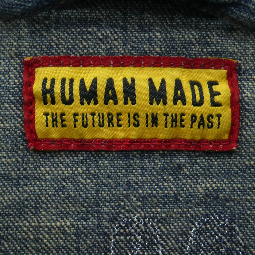 HUMAN MADE ヒューマンメイド 26AW HM32JK020 DENIM BLOUSON ステンシル ロゴプリント デニム ジャケット ブルゾン ブルー系 XL【美品】【中古】