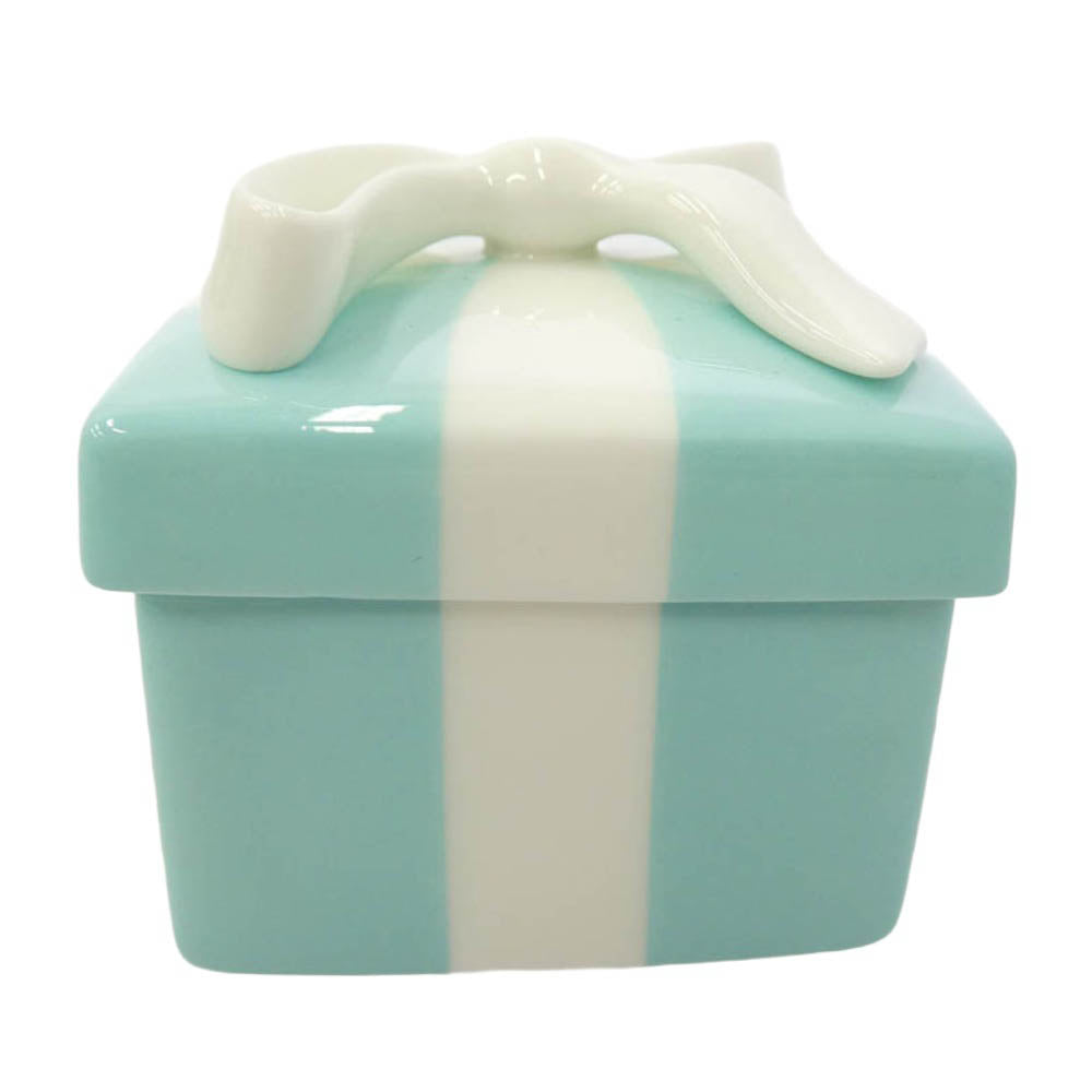 TIFFANY&Co. ティファニー ミニブルー ボウ ボックス 小物入れ ライトブルー系 ホワイト系【極上美品】【中古】