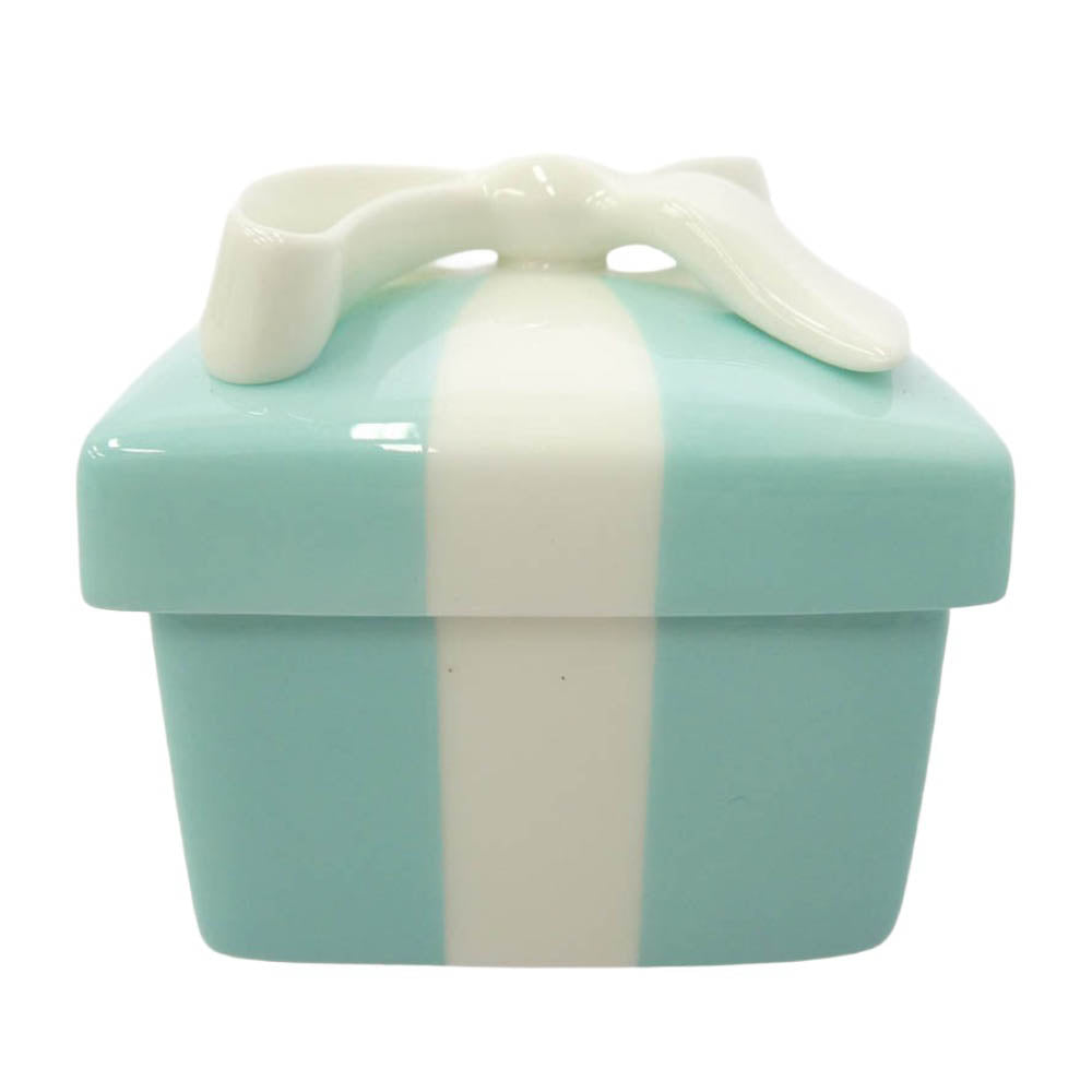 TIFFANY&Co. ティファニー ミニブルー ボウ ボックス 小物入れ ライトブルー系 ホワイト系【極上美品】【中古】