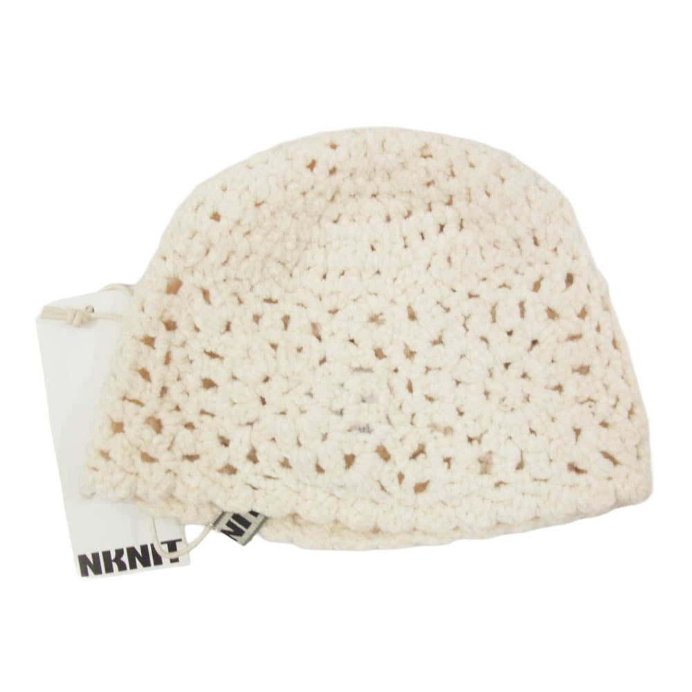 ンニット velour crochet KNIT cap かぎあみ ニット帽 オフホワイト系 0 【中古】