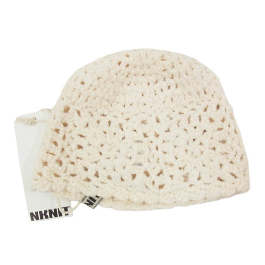 ンニット velour crochet KNIT cap かぎあみ ニット帽 オフホワイト系 0 【中古】