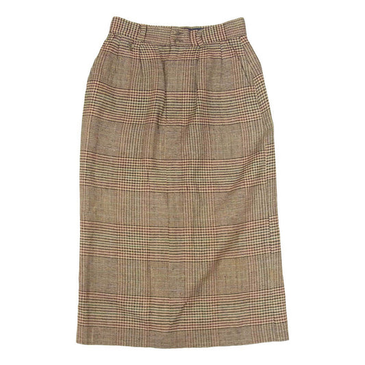 RALPH LAUREN ラルフローレン チェック ひざ丈 タイト スカート ブラウン系 7【中古】