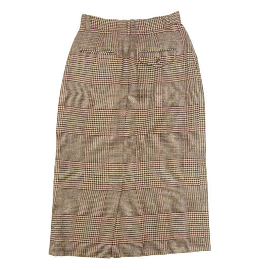 RALPH LAUREN ラルフローレン チェック ひざ丈 タイト スカート ブラウン系 7【中古】