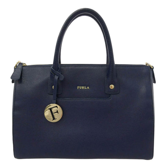Furla フルラ LINDA リンダ ハンドバッグ ゴールド金具 中国製 ネイビー系【中古】