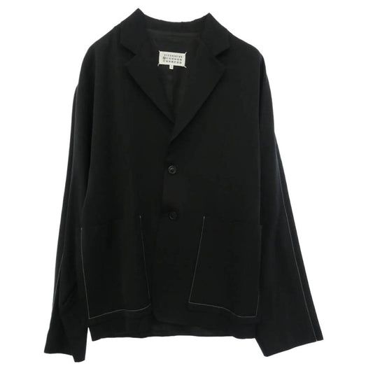 MAISON MARGIELA メゾンマルジェラ 19AW S30BN0445 Oversized Wool Blazer 10ライン 四つタグ オーバーサイズド ステッチ ウール ブレザー ジャケット ブラック系 44【中古】