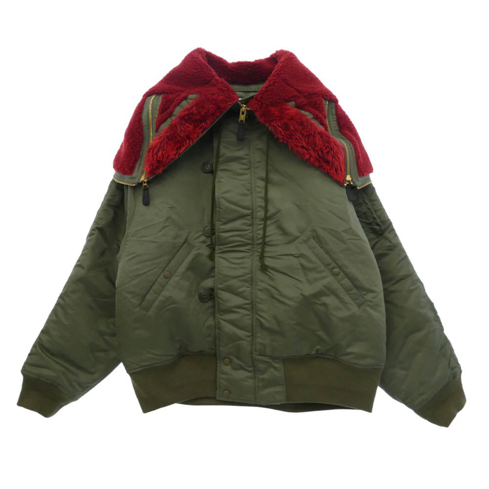 doublet ダブレット 24AW 24AW17BL197 PETAL MOUTH HOOD BOMBER JACKET N-2B フーデッド ボンバー ジャケット カーキ系 M【中古】