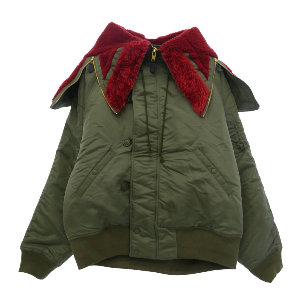 doublet ダブレット 24AW 24AW17BL197 PETAL MOUTH HOOD BOMBER JACKET N-2B フーデッド ボンバー ジャケット カーキ系 M【中古】