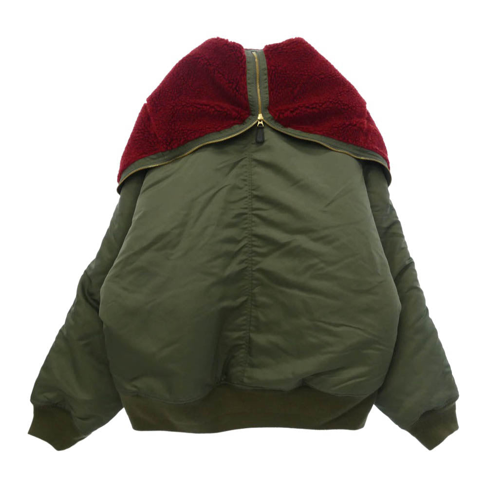 doublet ダブレット 24AW 24AW17BL197 PETAL MOUTH HOOD BOMBER JACKET N-2B フーデッド ボンバー ジャケット カーキ系 M【中古】