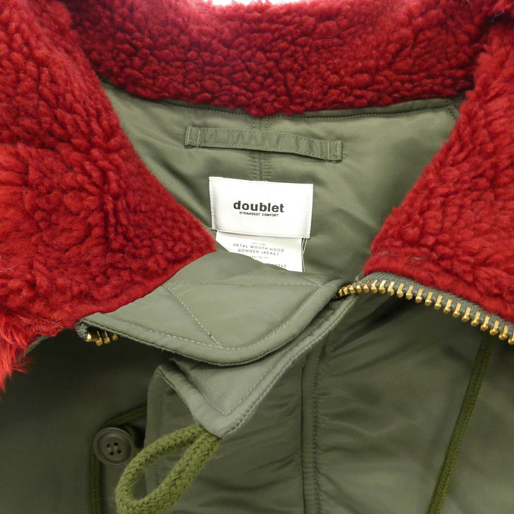 doublet ダブレット 24AW 24AW17BL197 PETAL MOUTH HOOD BOMBER JACKET N-2B フーデッド ボンバー ジャケット カーキ系 M【中古】