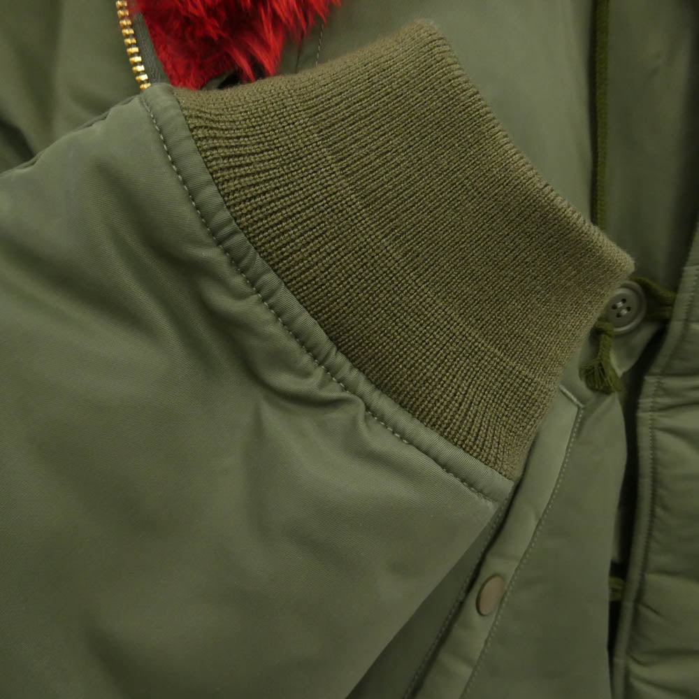 doublet ダブレット 24AW 24AW17BL197 PETAL MOUTH HOOD BOMBER JACKET N-2B フーデッド ボンバー ジャケット カーキ系 M【中古】