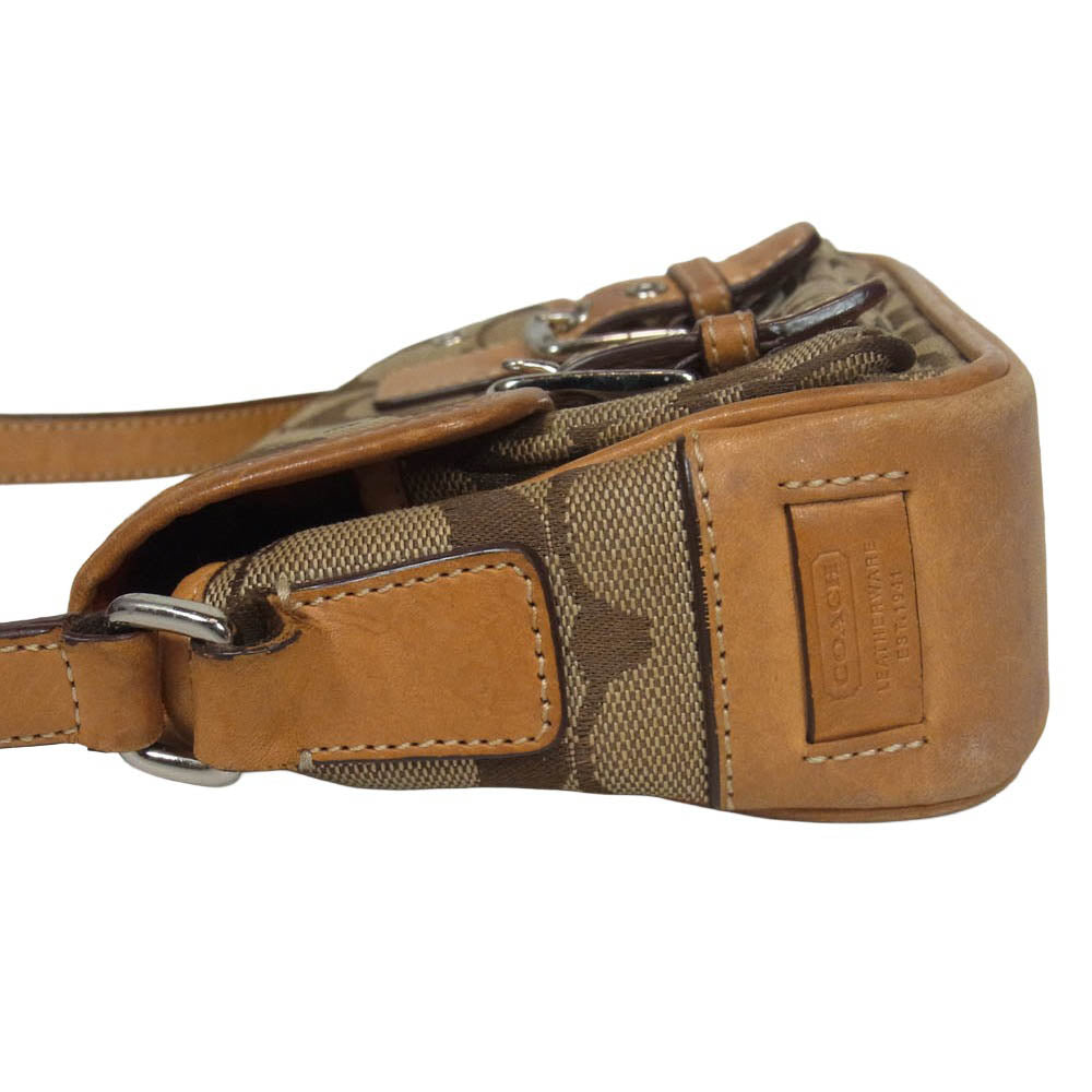 COACH コーチ 6844 シグネチャー ショルダー バッグ ライトブラウン系【中古】
