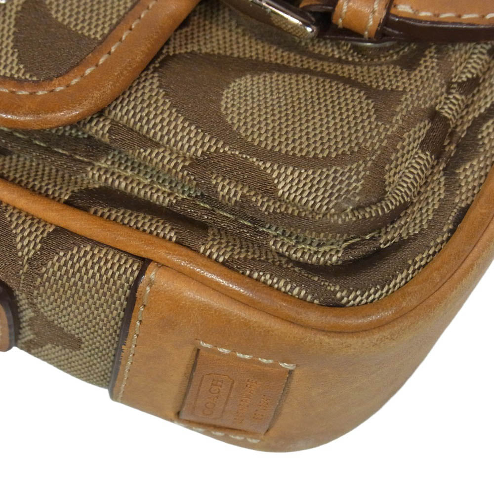 COACH コーチ 6844 シグネチャー ショルダー バッグ ライトブラウン系【中古】