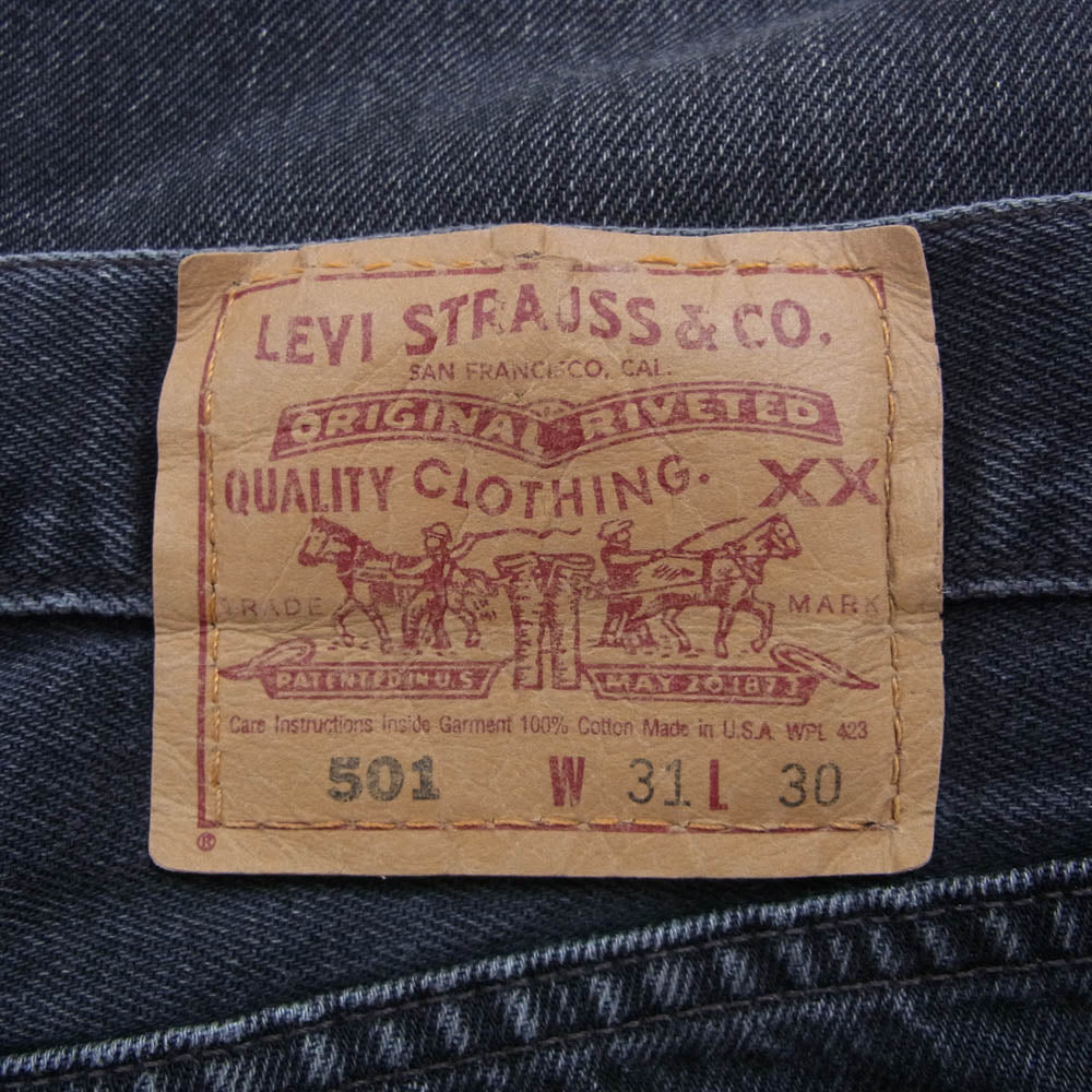 Levi's リーバイス 501-0660 90s USA製 501 ブラックマジック デニム パンツ ジーンズ 後染め ジーンズ ブラック系 W31L30【中古】