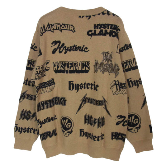 HYSTERIC GLAMOUR ヒステリックグラマー 17AW 02173NS07 総柄 METAL ジャカード ニット セーター ライトブラウン系 S【中古】