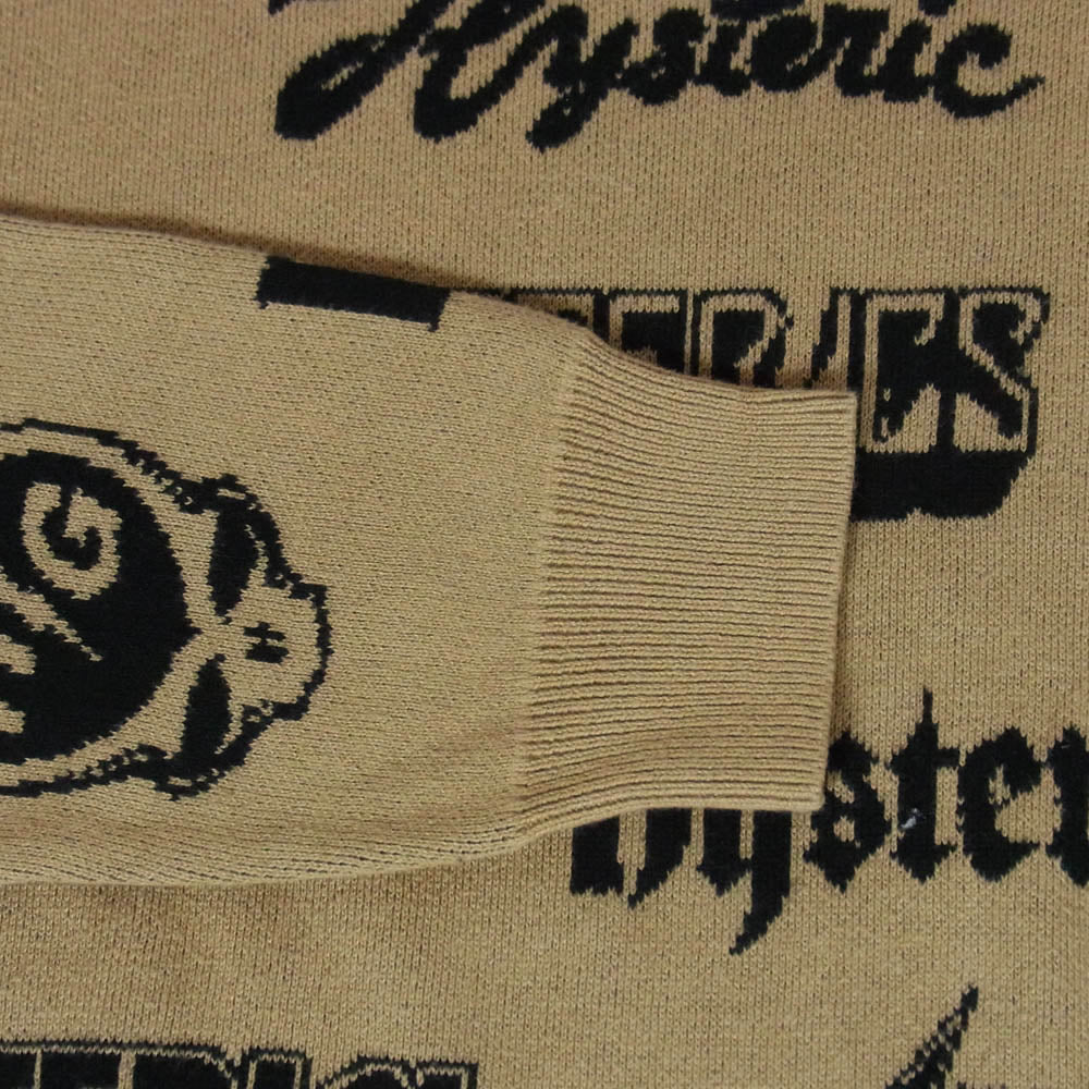 HYSTERIC GLAMOUR ヒステリックグラマー 17AW 02173NS07 総柄 METAL ジャカード ニット セーター ライトブラウン系 S【中古】
