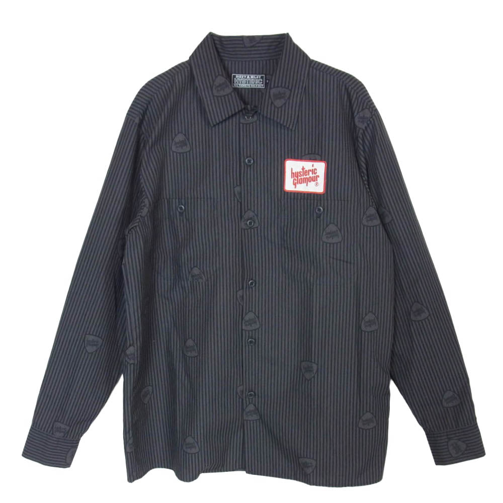 HYSTERIC GLAMOUR ヒステリックグラマー 02243AH06 SOUND VIBRATION エンジニア シャツ 長袖 ブラック系 グレー系 S【中古】