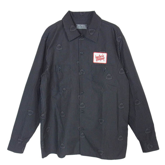 HYSTERIC GLAMOUR ヒステリックグラマー 02243AH06 SOUND VIBRATION エンジニア シャツ 長袖 ブラック系 グレー系 S【中古】