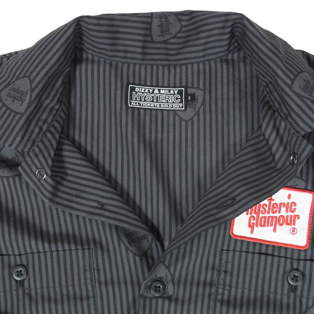HYSTERIC GLAMOUR ヒステリックグラマー 02243AH06 SOUND VIBRATION エンジニア シャツ 長袖 ブラック系 グレー系 S【中古】