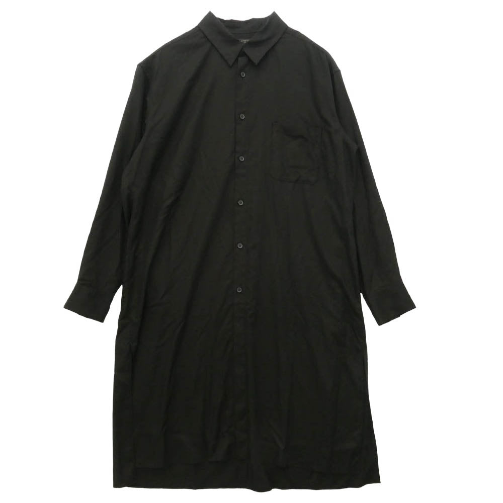 Yohji Yamamoto ヨウジヤマモト UL-B04-200 S'YTE サイト RAYON TWILL LONG SHIRT レーヨンツイル ロング シャツ ブラック系 2【中古】