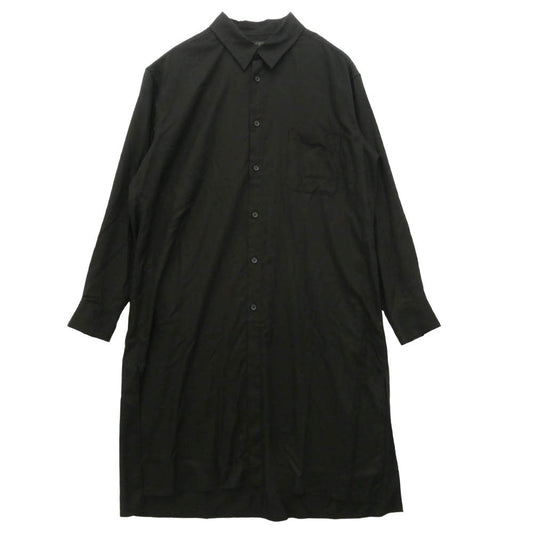 Yohji Yamamoto ヨウジヤマモト UL-B04-200 S'YTE サイト RAYON TWILL LONG SHIRT レーヨンツイル ロング シャツ ブラック系 2【中古】