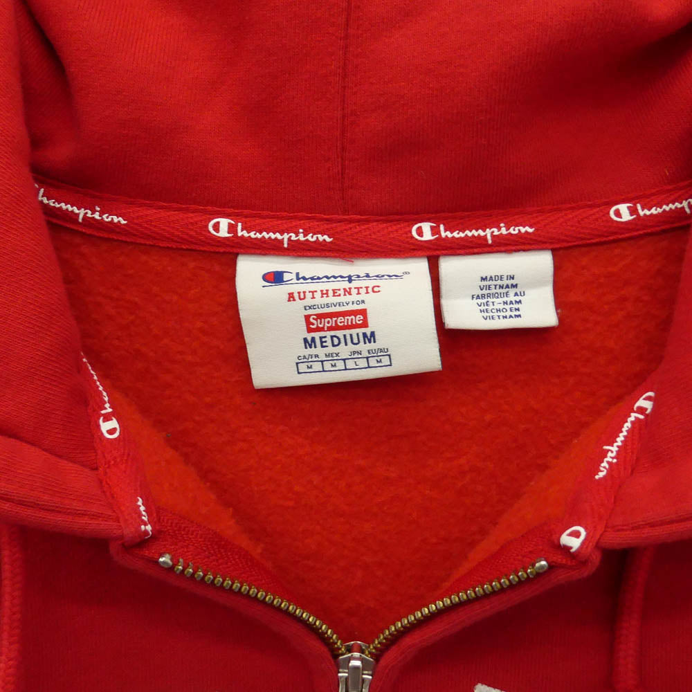 Supreme シュプリーム Champion チャンピオン 24SS × Champion チャンピオン Zip Up Hooded Sweatshirt フロントロゴ ジップアップ フーディ パーカー レッド系 M【中古】