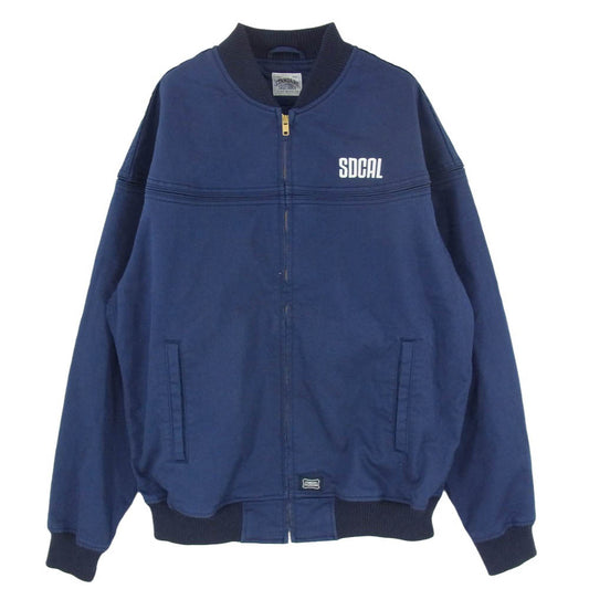 STANDARD CALIFORNIA スタンダードカリフォルニア 20SS SD Coolmax Stretch Twill Derby Jacket クールマックス ストレッチ ツイル ロゴ刺繍 ジップアップ ダービージャケット ネイビー系 L【中古】