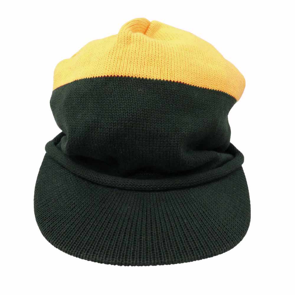GOODENOUGH グッドイナフ 09s Archive HEAD GEAR アーカイブ ヘッドギア オスロキャップ ニット 帽 つば付き キャスケット モスグリーン系 イエロー系【中古】