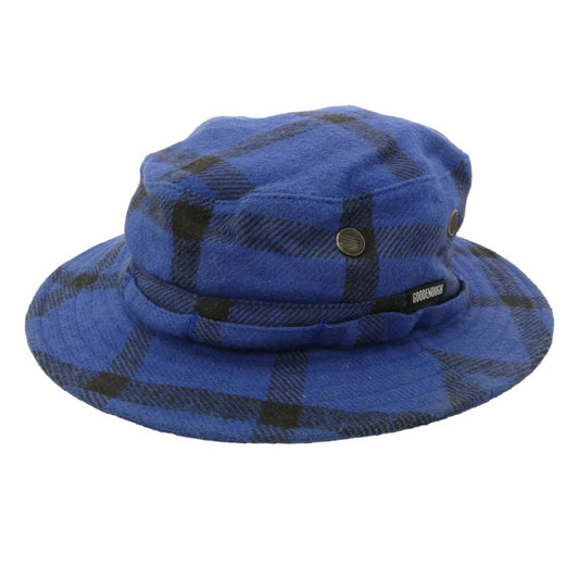 GOODENOUGH グッドイナフ × FINESSE Archive SAFARI HAT フィネス アーカイブ チェック サファリ ハット 帽子 ブルー系【中古】