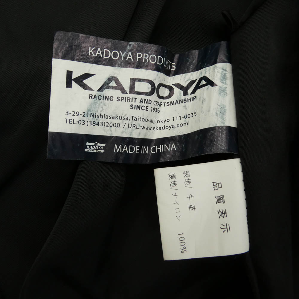 KADOYA カドヤ 1143-0-200-002 FPW-EVO 着脱可キルティングライナー 背面プロテクター付き ハードステアレザー ダブルライダースジャケット ブラック系 3LB【中古】