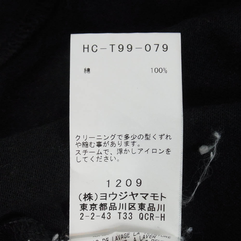 Yohji Yamamoto POUR HOMME ヨウジヤマモトプールオム NEW ERA ニューエラ 19AW HC-T99-079 NEW ERA ニューエラ LS TEE ロングスリーブ 長袖 Tシャツ カットソー ロンT ブラック系 L【中古】