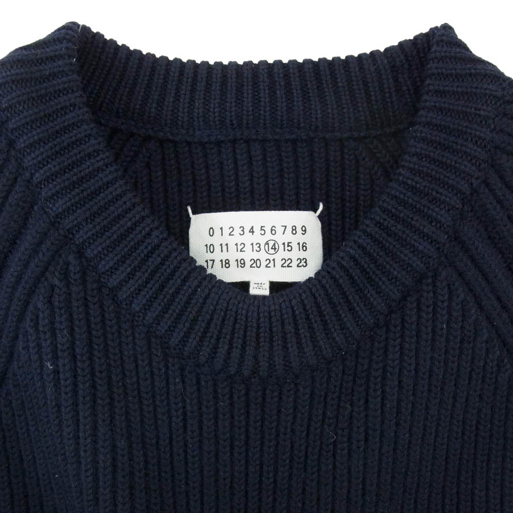 MAISON MARGIELA メゾンマルジェラ 18AW S50GP0122 14ライン 四つタグ クルーネック ウール ローゲージ ニット セーター ネイビー系 M【中古】