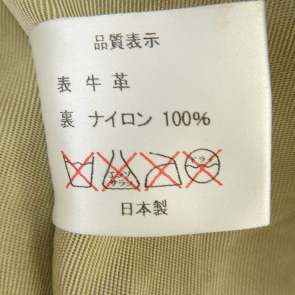天神ワークス JS01TN Single Collar Jacket シングル カラー ジップアップ ライダース レザージャケット ベージュ系 42【中古】