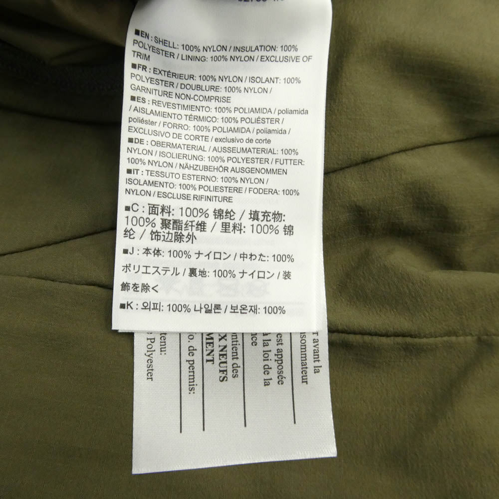 ARC'TERYX アークテリクス 25251 VEILANCE ヴェイランス 18年製 Mionn Insulated Jacket マイオン インサレーテッド 中綿 ジャケット カーキ系 S【中古】