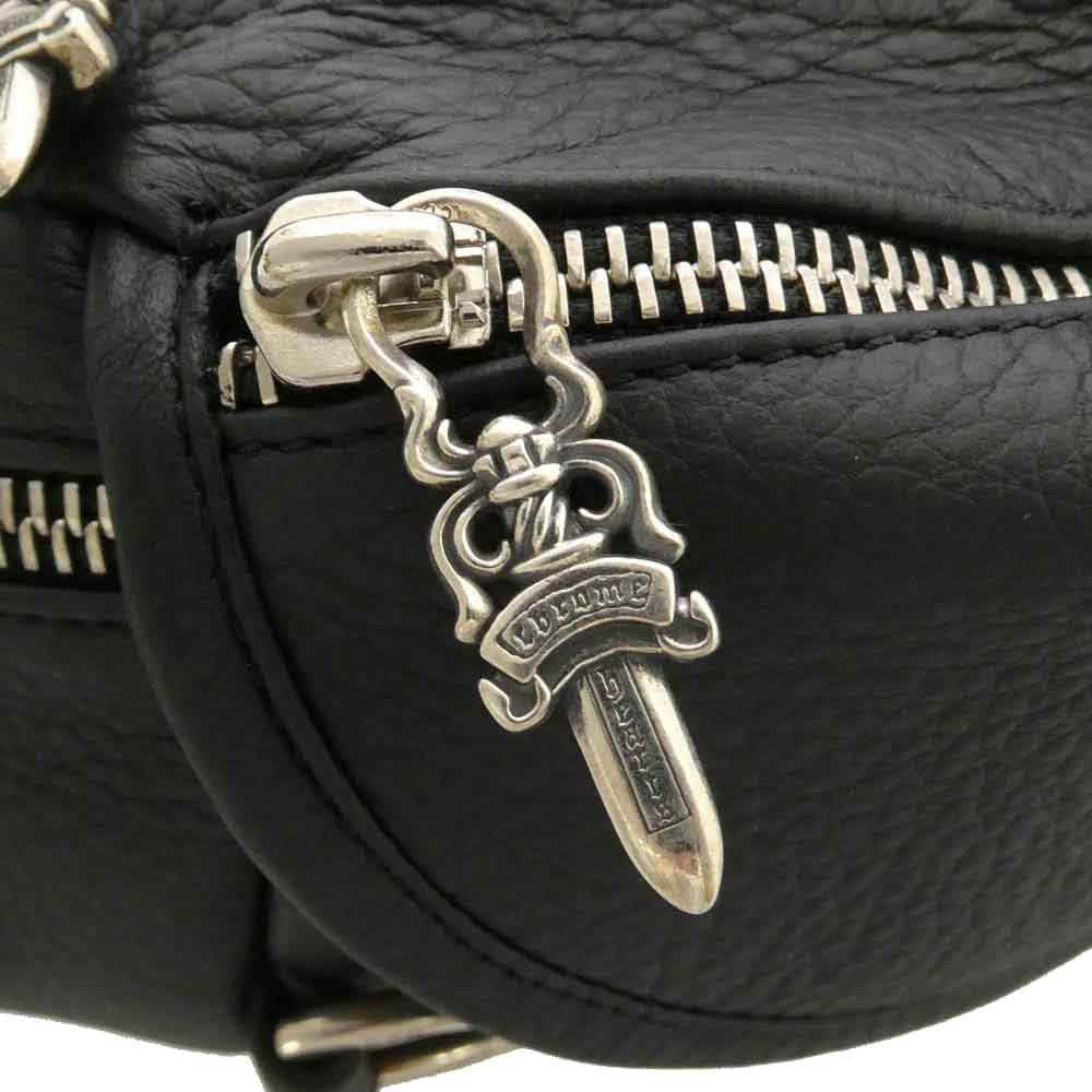 CHROME HEARTS クロムハーツ（原本無） SNAT PACK #1 スナットパック レザー ボディバッグ ウエストバッグ ブラック系【美品】【中古】