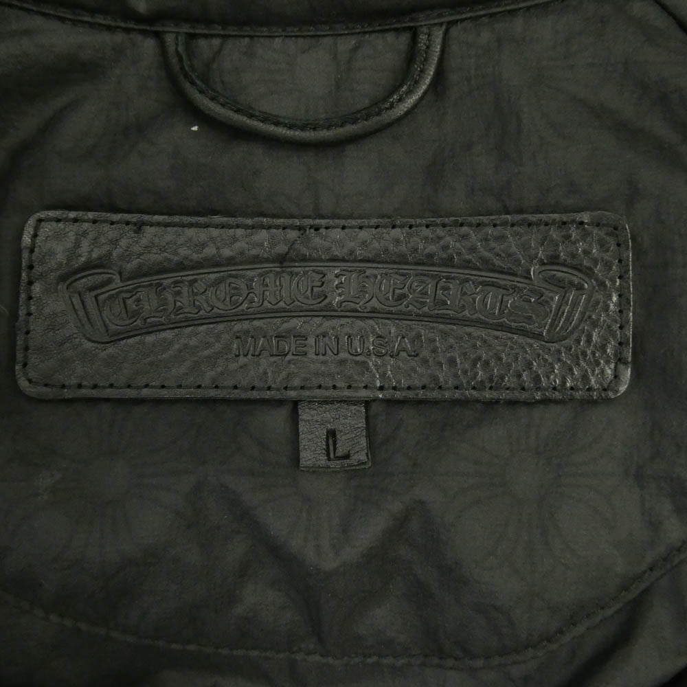 CHROME HEARTS クロムハーツ（原本無） 国内正規品 U MATCH POINT NYLN CH刺繍 ダガージップ 総柄 ナイロン 中綿ブルゾン ジャケット ブラック系 L【中古】