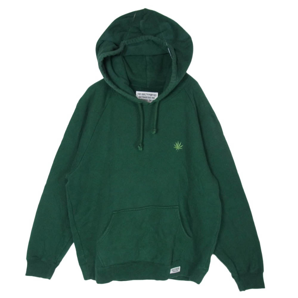 WACKO MARIA ワコマリア リーフ刺? フーディー プルオーバー パーカー グリーン系 XL【中古】