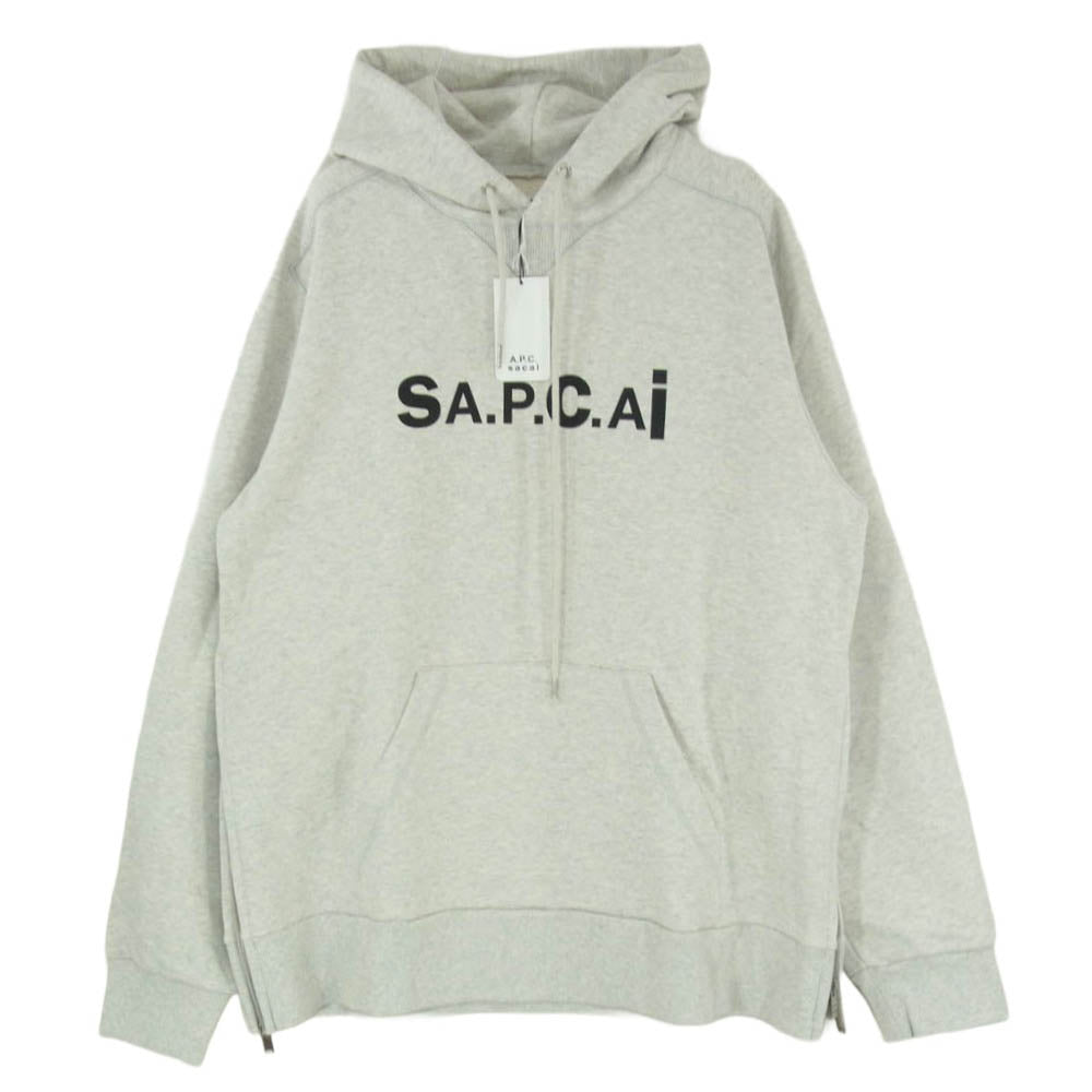 Sacai サカイ 21SS COEN-M27655 × A.P.C HOODIE TAIYO ASH GRAY アーペーセー フーディー タイヨウ ロゴ サイドジップ プルオーバー パーカー グレー系 XL【新古品】【未使用】【中古】
