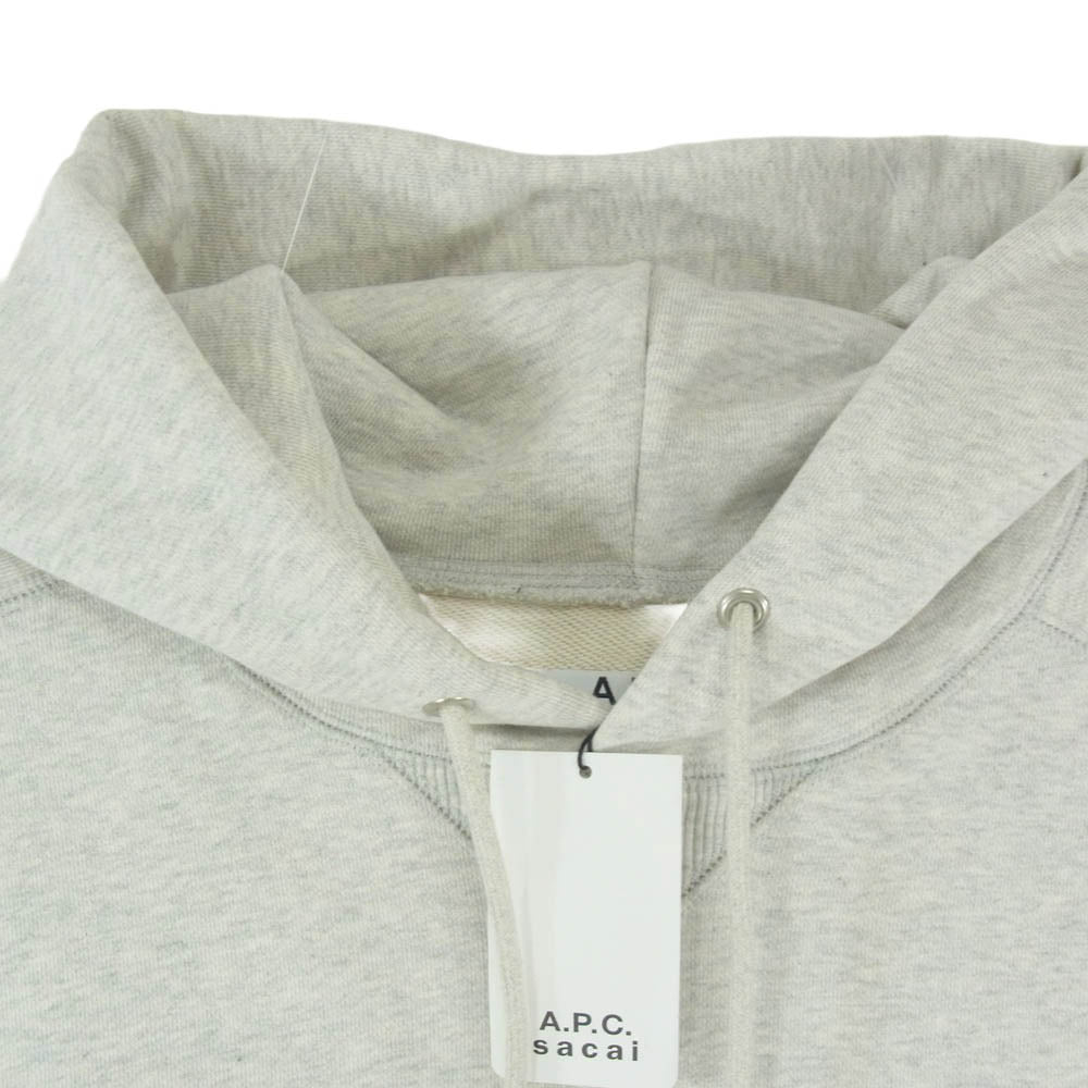Sacai サカイ 21SS COEN-M27655 × A.P.C HOODIE TAIYO ASH GRAY アーペーセー フーディー タイヨウ ロゴ サイドジップ プルオーバー パーカー グレー系 XL【新古品】【未使用】【中古】